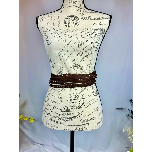 8 Other Reasons Suedette Studded Belt in Brown 43" - Image 13