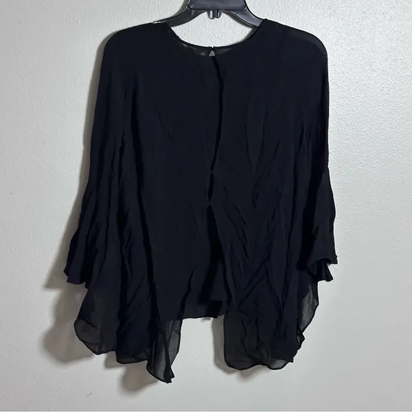 Zara Women‎ Black 3/4 Sleeve Sheer Blouse Top size M. - Image 6