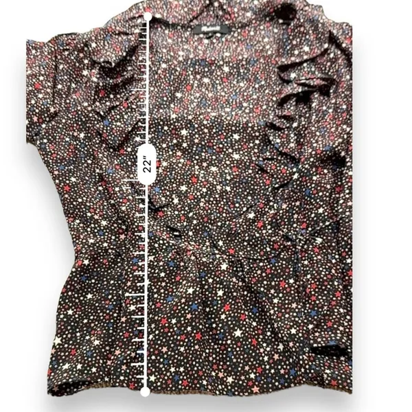 Madewell Silk‎ Ruffle-Hem Wrap Long Sleeve Top in Starry Night Size M - Image 12