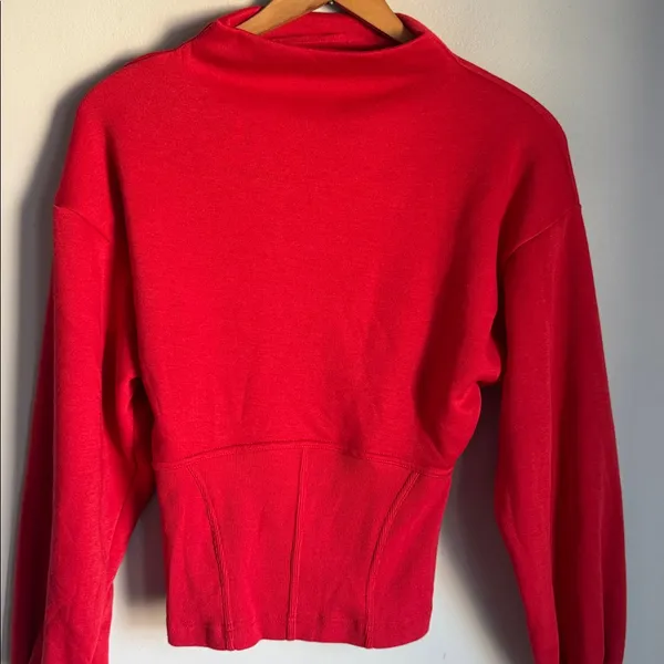 Maeve by Anthropologie Red Corset-Waist Mock Neck Pullover Sweater XS - Image 4