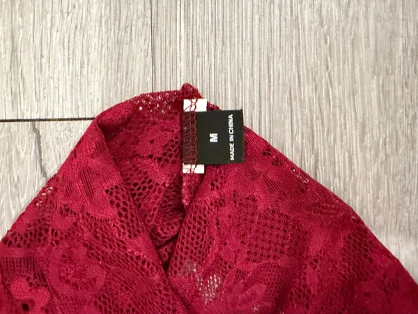 SheIn Red Sheer Red Lace Top - Image 3