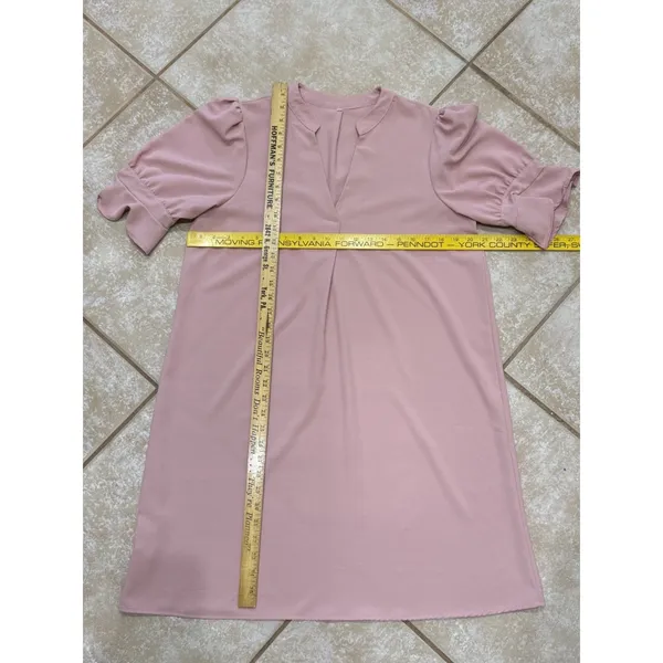 Women's Light Pink Short Sleeve Ruffle Dress – Size Large (L) - Image 7