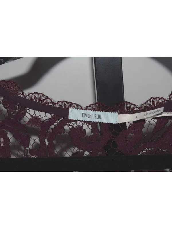 Kimchi Blue Urban Outfitters Burgundy Lace Mini Dress Size 4 V-Neck - Image 3