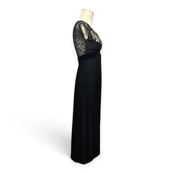 Soma Sleeveless Embroidered Lace Velvet Trim Nightgown Lounge Black XS - Image 5
