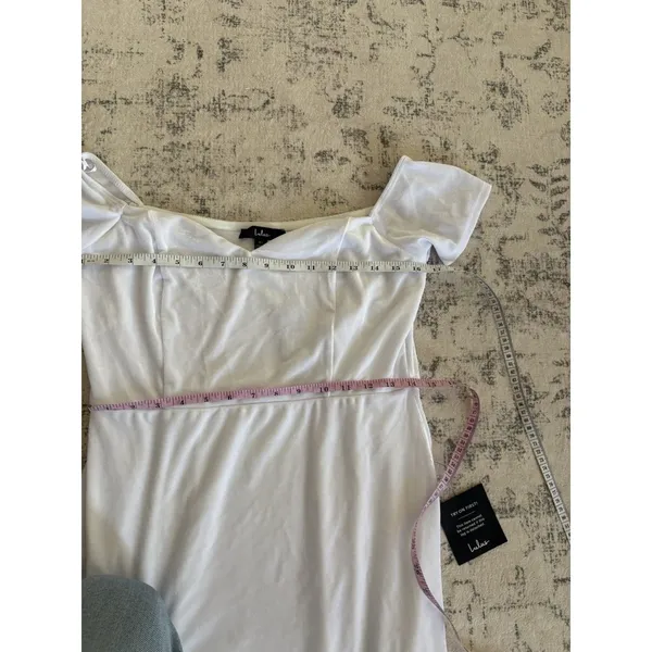 Lulus How Much I Care White Velvet Off-the-Shoulder Midi Dress Size XL Bridal - Image 6