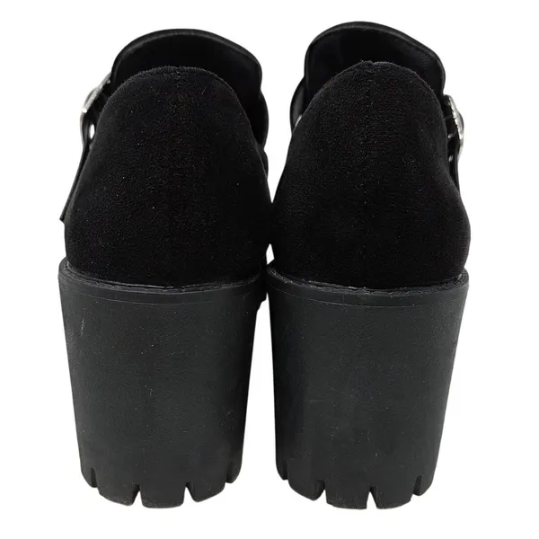 Black Faux Suede Chunky Lug Sole Platform Slip On Buckle Mary Jane Shoes Size 39 - Image 7