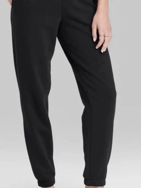 Wild Fable Women's Everyday Drawstring Joggers with Pockets - Black EUC - Image 2