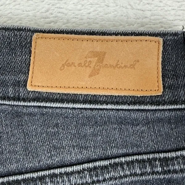 7 For All Mankind Luxe Vintage High‎ Rise Flare Jeans Black 23 Distressed Hem - Image 14