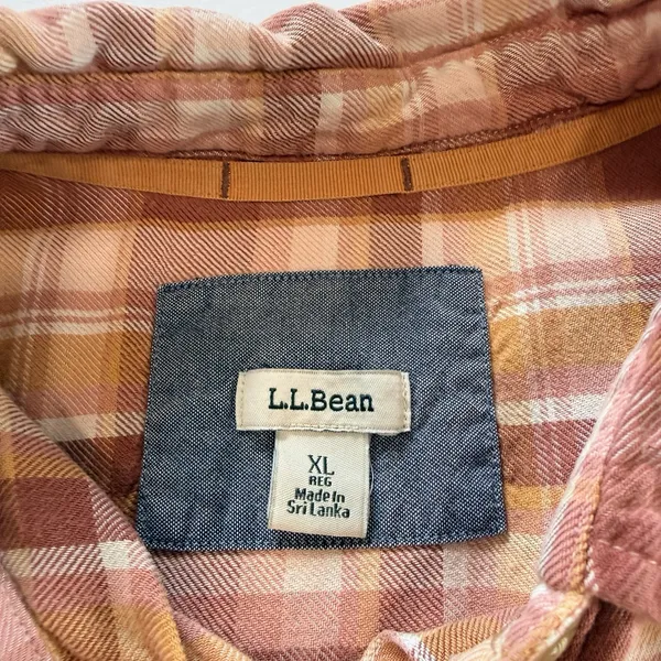 LL Bean Rangely Flannel Shirt XL Red Pink Orange Plaid Cotton Tencel Button Up - Image 8