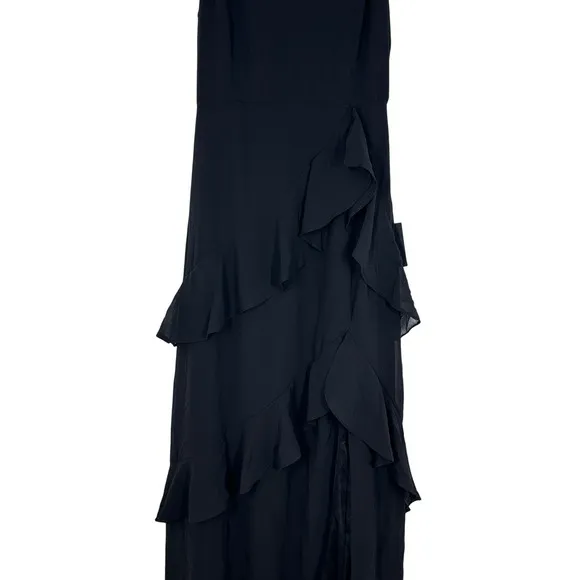 Lulus Black Ruffle Spaghetti‎ Strap Maxi Dress Formal Evening Occasion Chiffon - Image 12