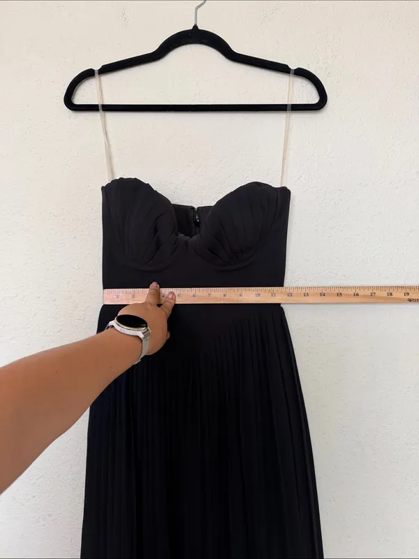 House of CB Marcella Black Georgette Pleated Maxi Dress size XS A-C - Image 6