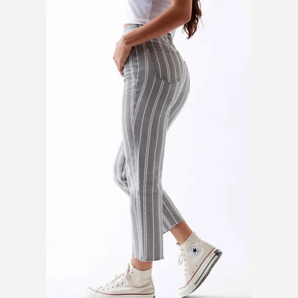 PacSun Gray Double Stripe High Waisted Straight Leg Jeans‎ 27 - Image 9
