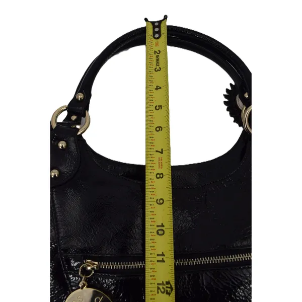Charles David Hobo Bag Womens Large Black Patent Leather EUC Gold Hardware‎ - Image 12