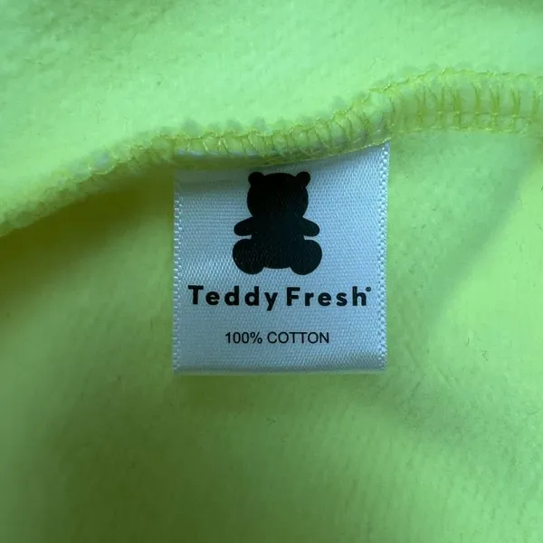 Teddy Fresh Hoodie Womens XL Highlighter‎ Neon Yellow Cropped 100% Cotton Beaded - Image 13