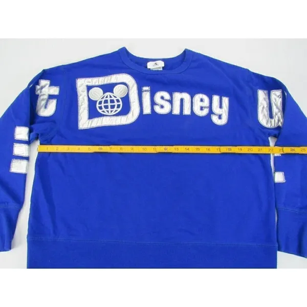 Spirit Jersey Walt Disney World Blue Womens Medium Shirt‎ Long Sleeve Silver Spellout - Image 7