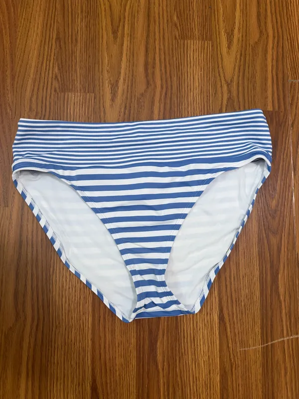 Tommy Bahama Breaker Bay Striped High Waisted Bikini Bottoms Swim Costal Large - Image 3