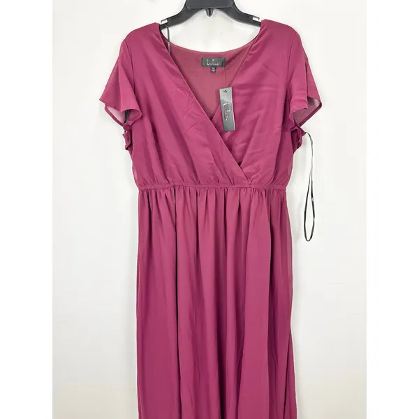 Lulus Lost in the Moment Burgundy Purple Chiffon Maxi Dress Formal 1XL NWT - Image 6
