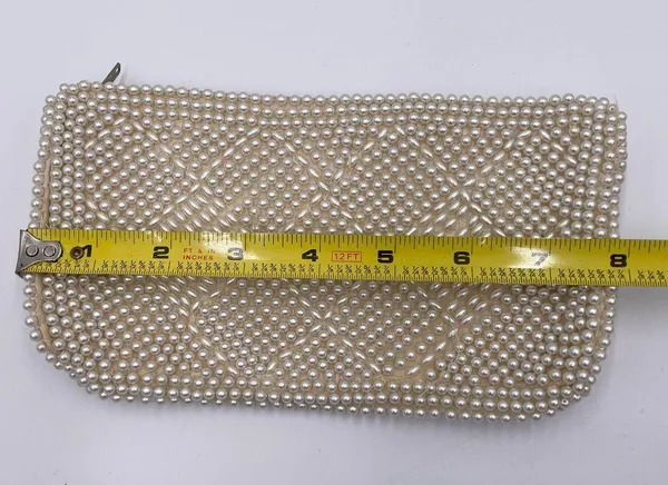 Vintage Miranda Made in Japan Pearl Beaded Clutch Evening Bag Mid Century 1950s - Image 7