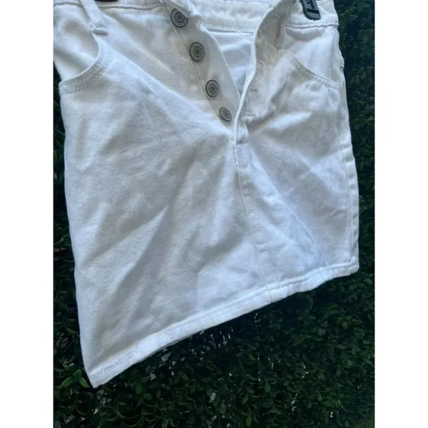 J. Galt Womens White Denim Mini‎ Skirt Button Fly 100% Cotton Size XS - Image 4
