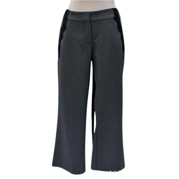 Cache Black Lace Satin Self Belt Gray Bi Stretch Crop Pant New $118 NWT Size 6 - Image 9