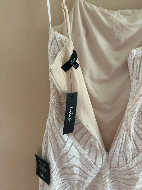 Lulus Lost In Your Eyes White Sequin Bodycon Mini Dress Size Small Sleeveless - Image 7