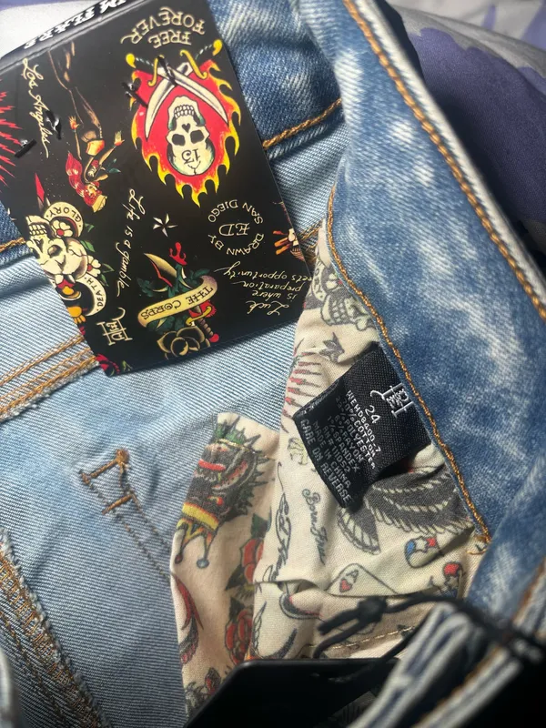 Ed Hardy Blue Wash Flared Jeans  - Image 4
