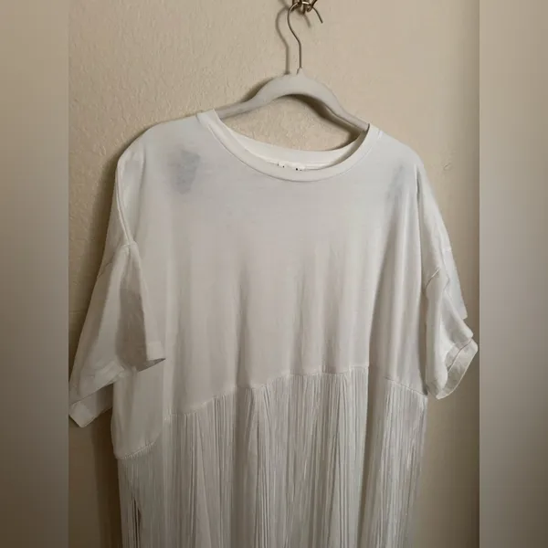 Arula Fringe‎ Tshirt Dress Sz X in White Festival Concert Plus Size - Image 2