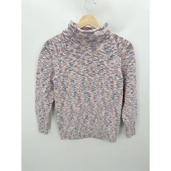 L.L.‎ Bean Pink Speckle Mock Neck Pullover Sweater 100% Cotton Womens Small FN21 - Image 2