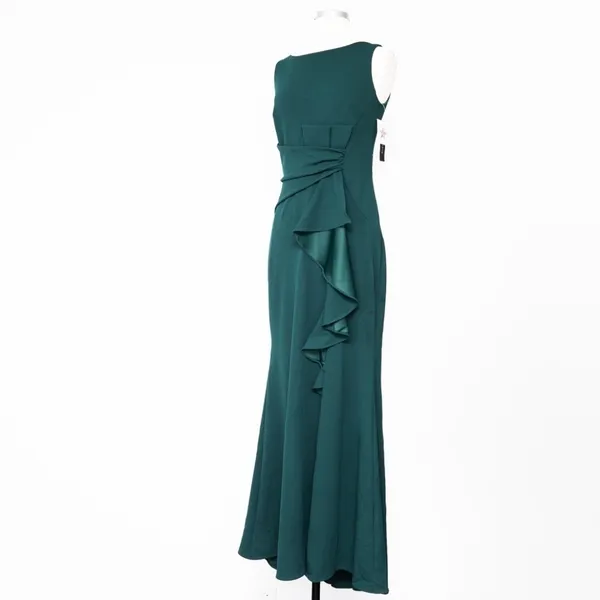 Betsy & Adam. Christine Scuba Crepe Ruffled‎ Bow Gown. - Image 8
