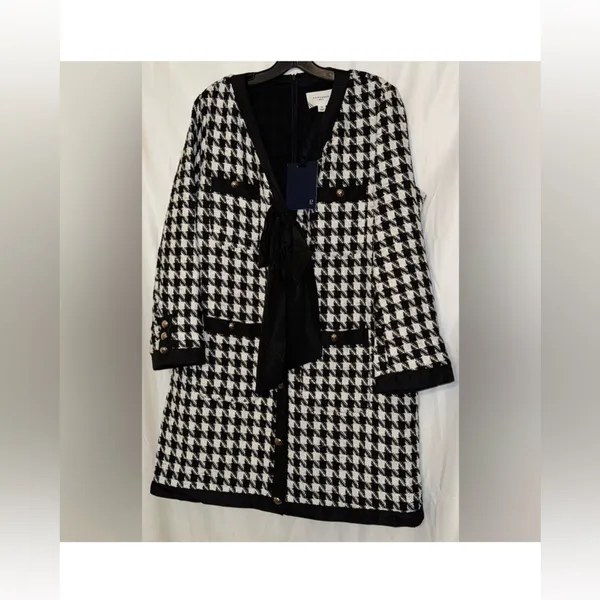Pomander Place Black White Tweed Bow Mini Dress 2X NWT - Image 2