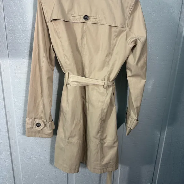 Green Envy Khaki Belted Trench Coat Size Medium EUC - Image 6