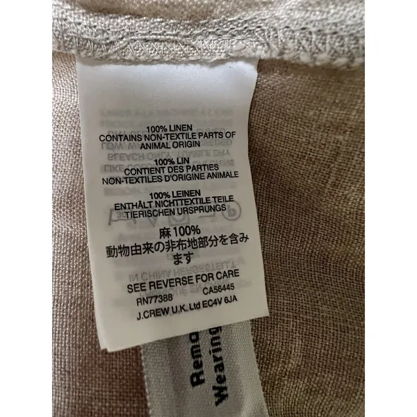 J.Crew Baird McNutt Linen Tunic Style Long‎ Sleeve Shirt Beige Women’s Size 4 - Image 8