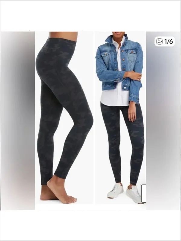 NWT Spanx look at me now leggings Black Camo FL3515 Size Medium - Image 2