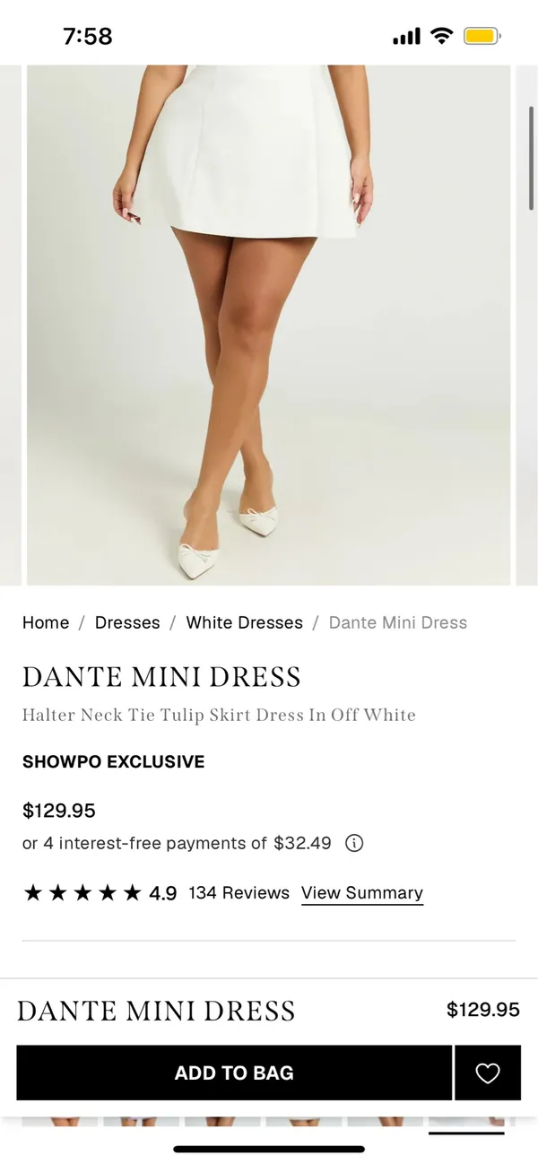 New Showpo Dante Mini Dress Halter Neck Tie Skirt Dress Size Large MSRP $129 - Image 2