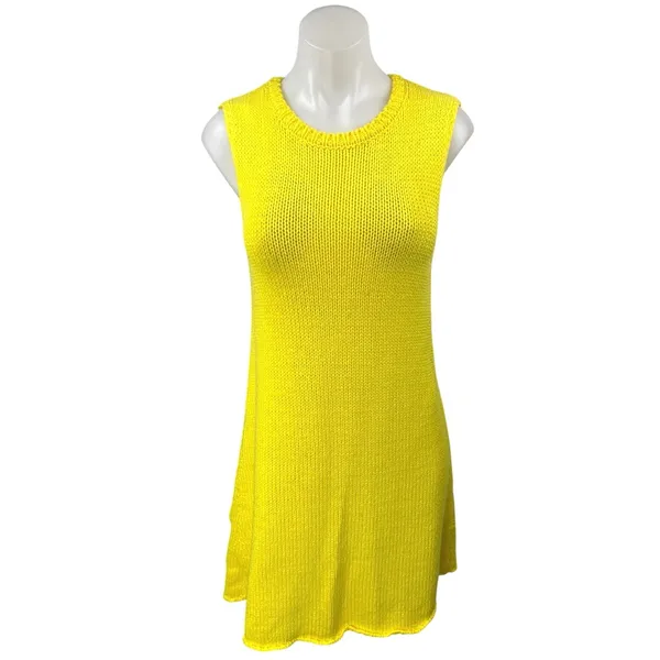 Zara Women's Yellow Sleeveless Knit Crew Neck Tank Sweater Mini Dress Size M - Image 5
