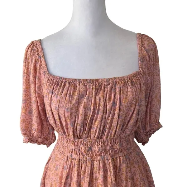 Spell - Rae Floral Puff Sleeve Cottagecore Mini Dress in Dusty Pink Sz L - Image 5