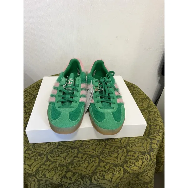 Adidas Gazelle Indoor W Green Pink Hairy Suede Fuzzy Sneakers JP8342 Womens 5.5 - Image 2