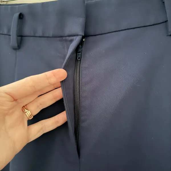 Ann Taylor Wide Leg Pleated Trouser Pants Navy Blue High Waist Women Size 8 - Image 4