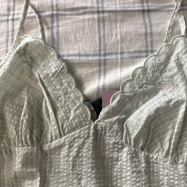 Wild Blue Wild Fable Green Gingham Mini Dress – Size L – NWT - Image 2