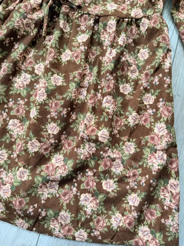 Bohme LovLov Beatrice Corduroy Brown Floral Mini Dress size large - Image 10