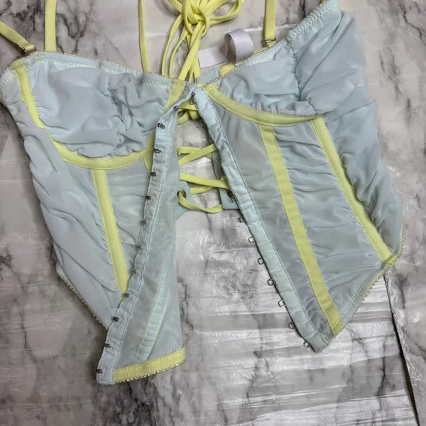 Urban outfitters out from under UO Modern Love Ruched Pastel Corset blue small - Image 7