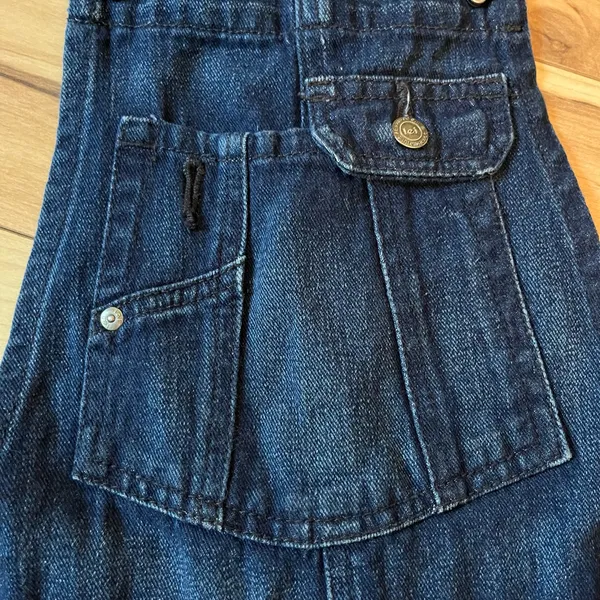 L.E.I. Y2K Denim Shortalls Women’s Sz Med Overalls Bib Shorts Boho 2012 Grunge - Image 3