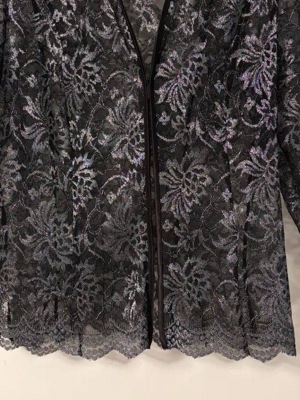 Cache vintage sheer lace cardigan size medium whimsigoth dark floral *flaw - Image 6