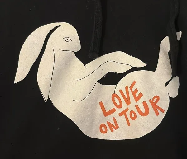 Harry Styles Hoodie Size Large "Love On Tour" Bunny Black Hooded Sweatshirt - Image 2