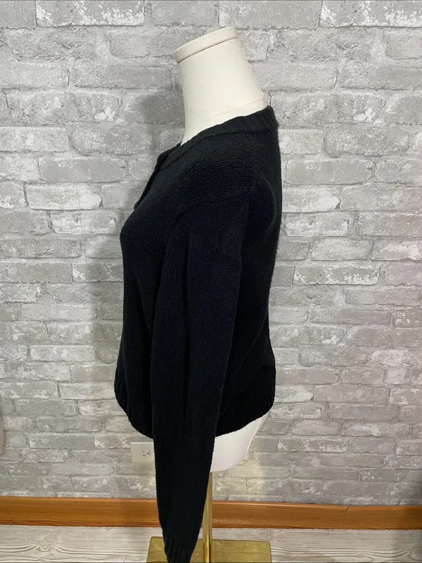 GAP Black Button-Front Cashsoft Crew Cardigan Sweater - Image 2