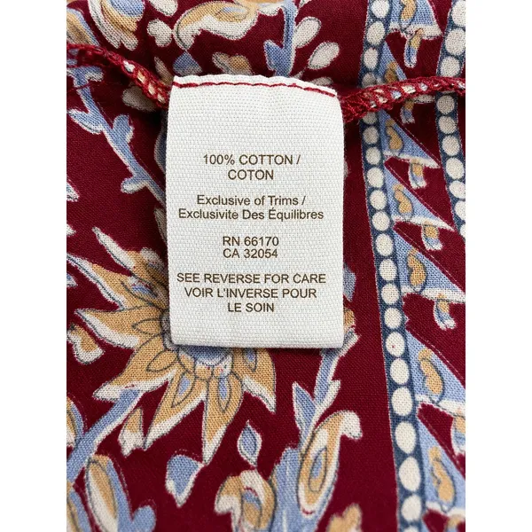 Free People High Low Maxi Skirt Burgundy Floral Border Boho XS - Image 4