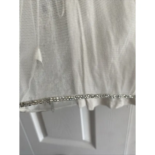 Teen Angel Bugle Beaded Tank Womens Size XS White Silver Mesh‎ Y2K Glam Sparkle - Image 8