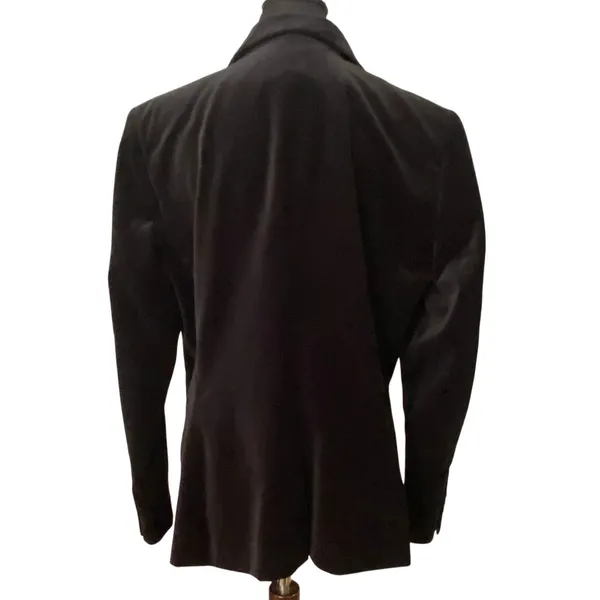 Lauren Ralph Lauren Black Velvet Blazer Jacket Cotton Size 14 Classic Party - Image 2