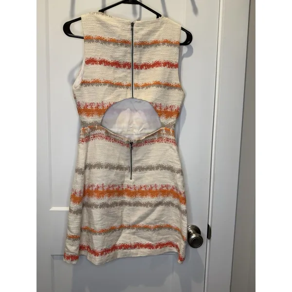 ALICE + OLIVIA Women's Ivory Orange Gray Textured Sleeveless Sheath Mini Dress 2 - Image 5
