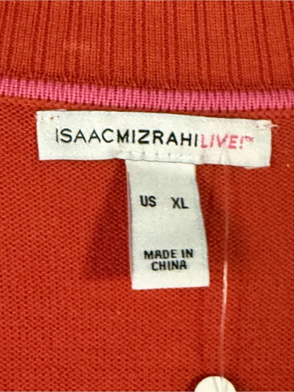 Isaac Mizrahi Live Women XL Orange Open Front Cardigan Sweater Pockets Fall Long - Image 2